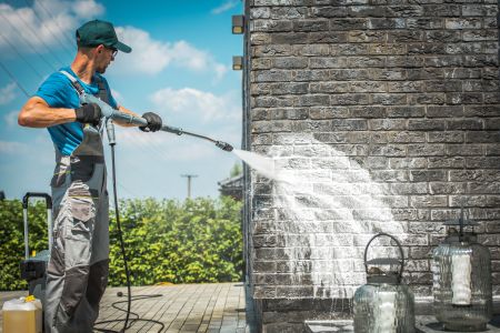 Pressure washing removes stubborn stains